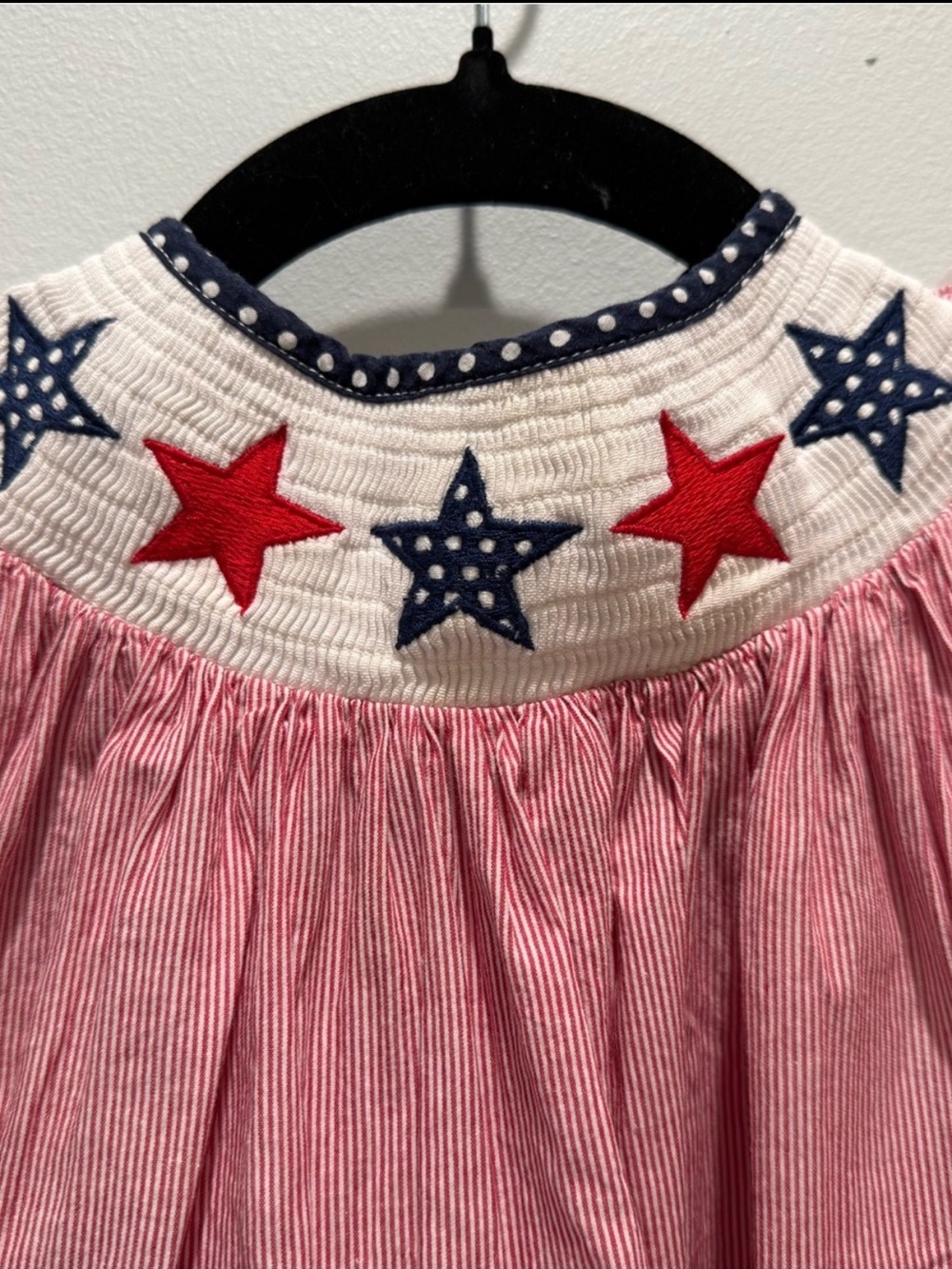 SAME DAY SHIP! Patriotic Fourth of July Smock Dress 12-24M Red White Blue Stars